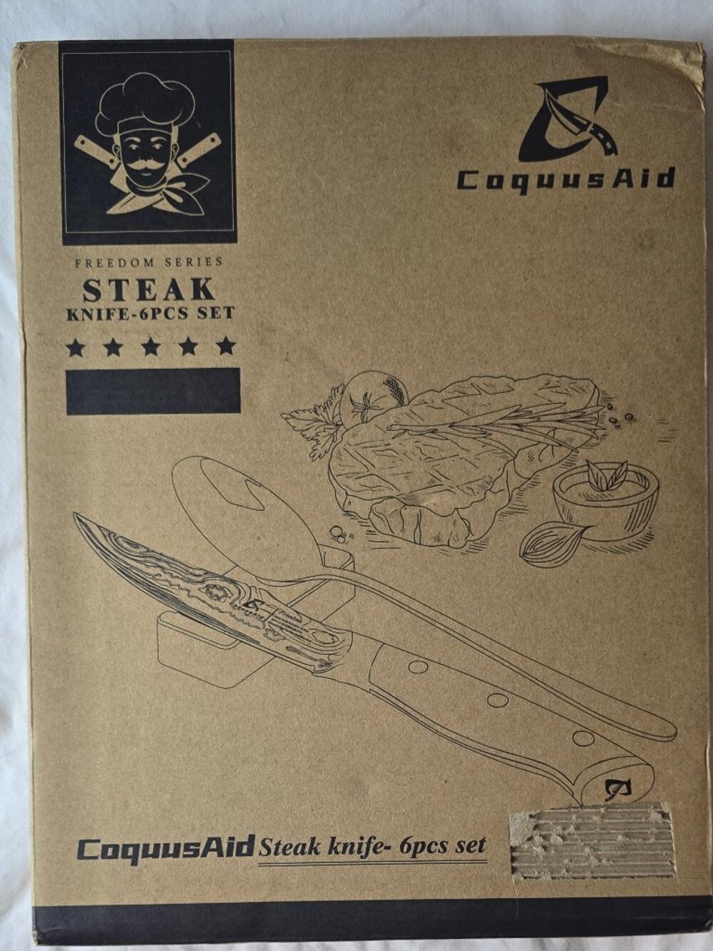 CoquusAid Freedom Series Steak Knife Six Piece Set NWT